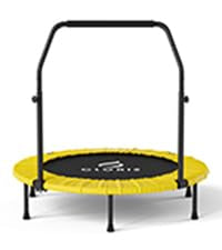 CLORIS 40in Folding Trampoline Mini Rebounder Fitness Trampoline with Adjustable Foam Handle for Kids/Adult, with safty Padded Cover Best Gift for Kids/Adult (40in-Black)