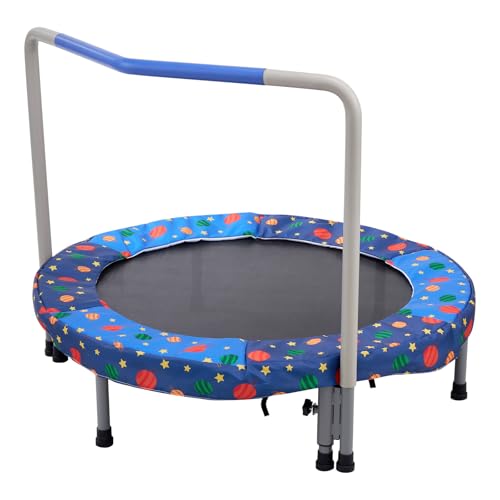 VEVOR 36" Kids Trampoline, 3FT Indoor Outdoor Trampoline, Foldable Mini Trampoline with Handle, Rebounder Trampoline for Toddlers, Birthday Gift for 3+ Years Children, Boys Girls for Fun, Bule