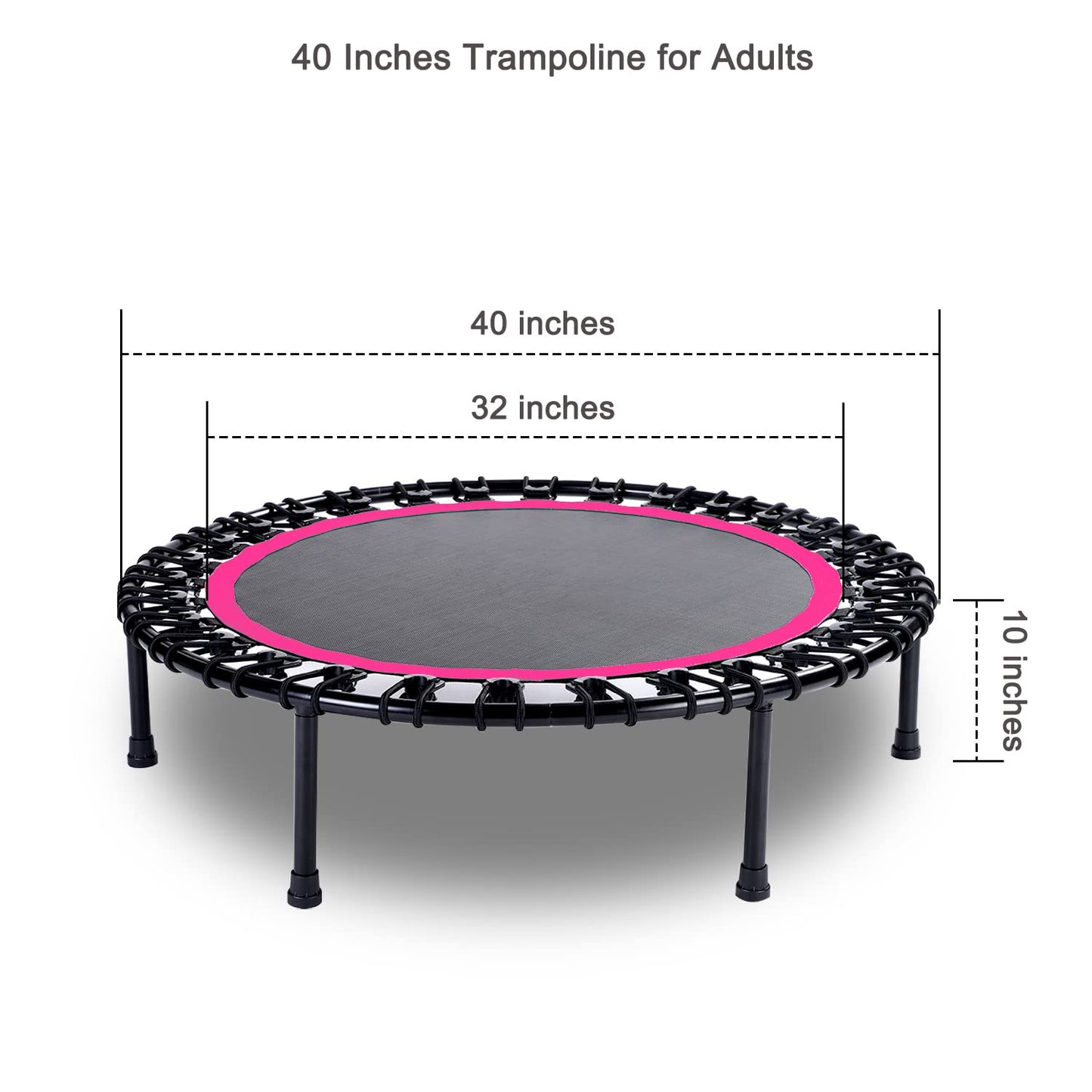 Mini Fitness Trampoline with Bungees – Stable & Quiet Rebounder for Adults, Perfect for Indoor & Outdoor Workouts