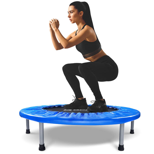 BCAN 38" Foldable Mini Trampoline Fitness Trampoline with Safety Pad,Rebounder Exercise Trampoline for Adults Indoor/Garden Workout,Max Load 300lbs