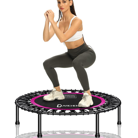 DARCHEN 450 lbs Mini Trampoline for Adults, Indoor Small Rebounder Exercise Trampoline for Workout Fitness for Quiet and Safely Cushioned Bounce, [40 Inch]