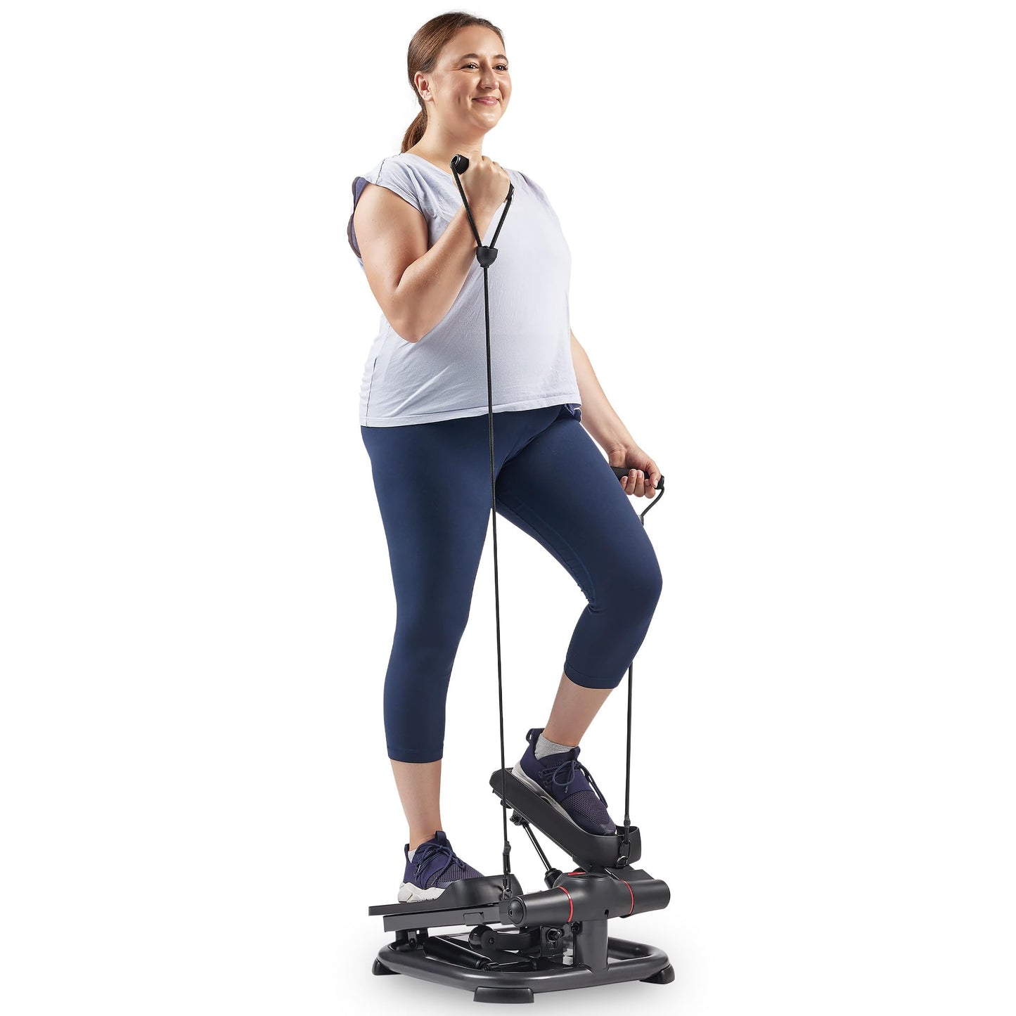 Sunny Health & Fitness 2-in-1 Premium Power Stepper with Resistance Bands, Low-Impact Cardio, Space-Saving, Height-Adjustable, 330 LB Max and SunnyFit® App Enhanced Bluetooth Connectivity SF-S021054