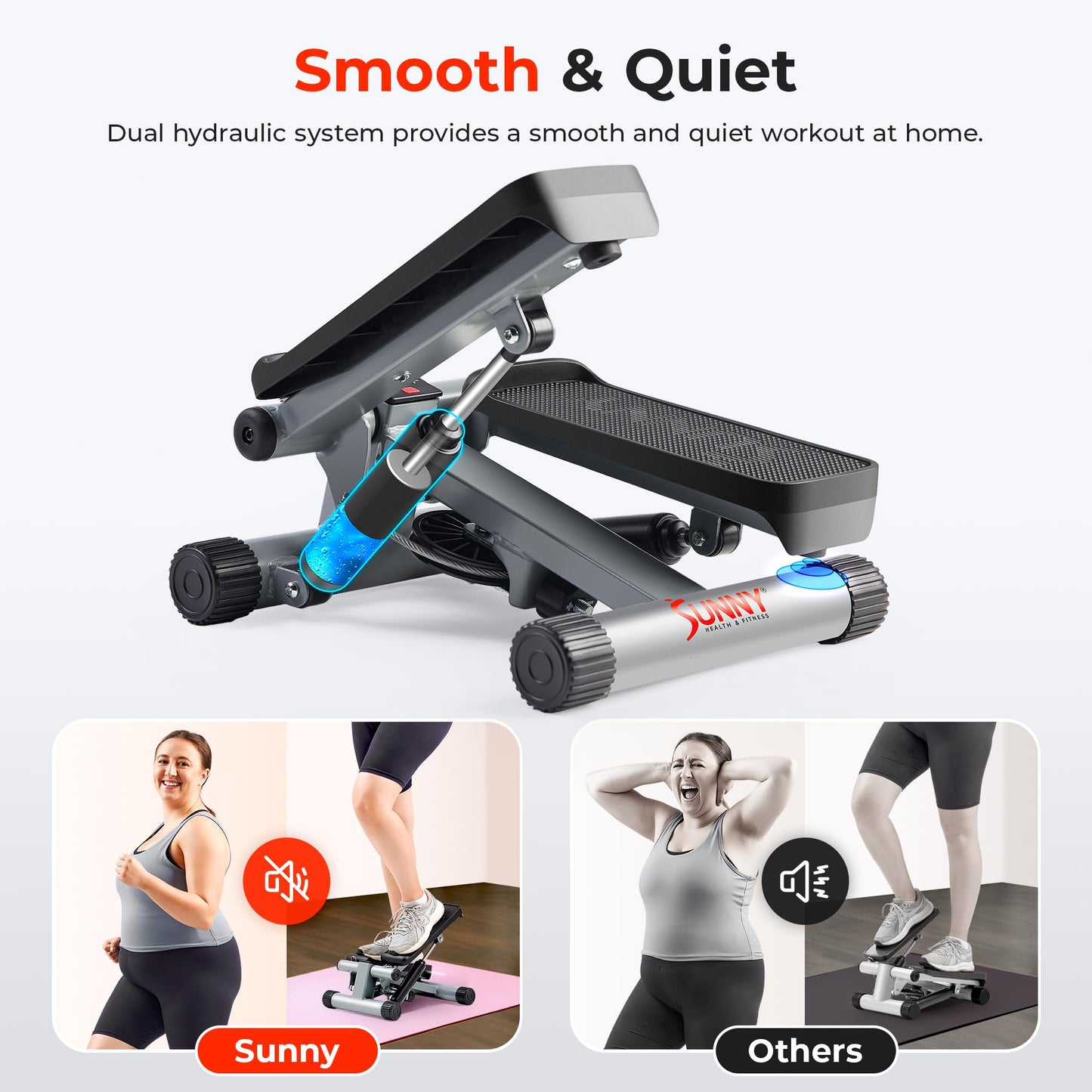 Sunny Health & Fitness Mini Steppers for Exercise at Home, Stair Step Workout Machine with Resistance Bands, Full Body Cardio Equipment with Digital Monitor - No. 012 -S