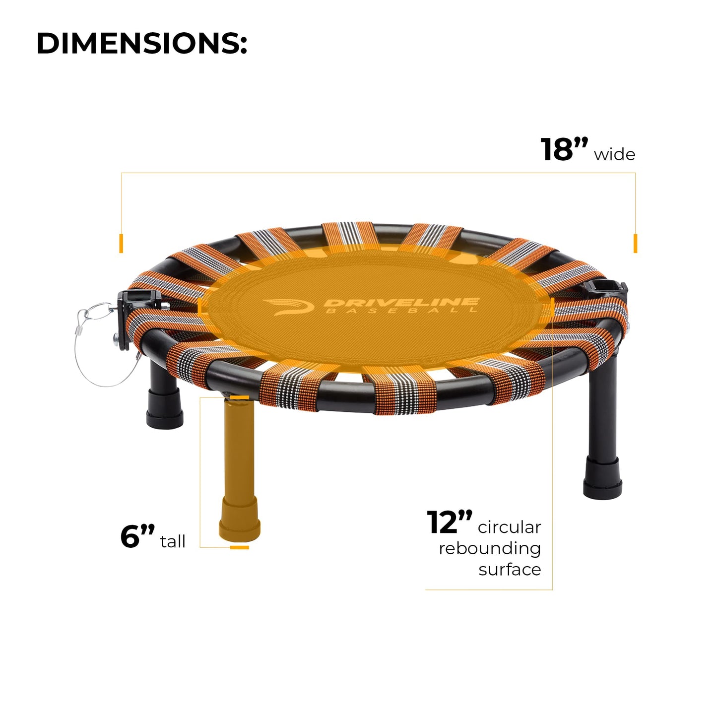 Driveline Baseball Recovery Mini Trampoline - 18" Portable Folding Trampoline with Carrying Case - Perfect for Shoulder Recovery