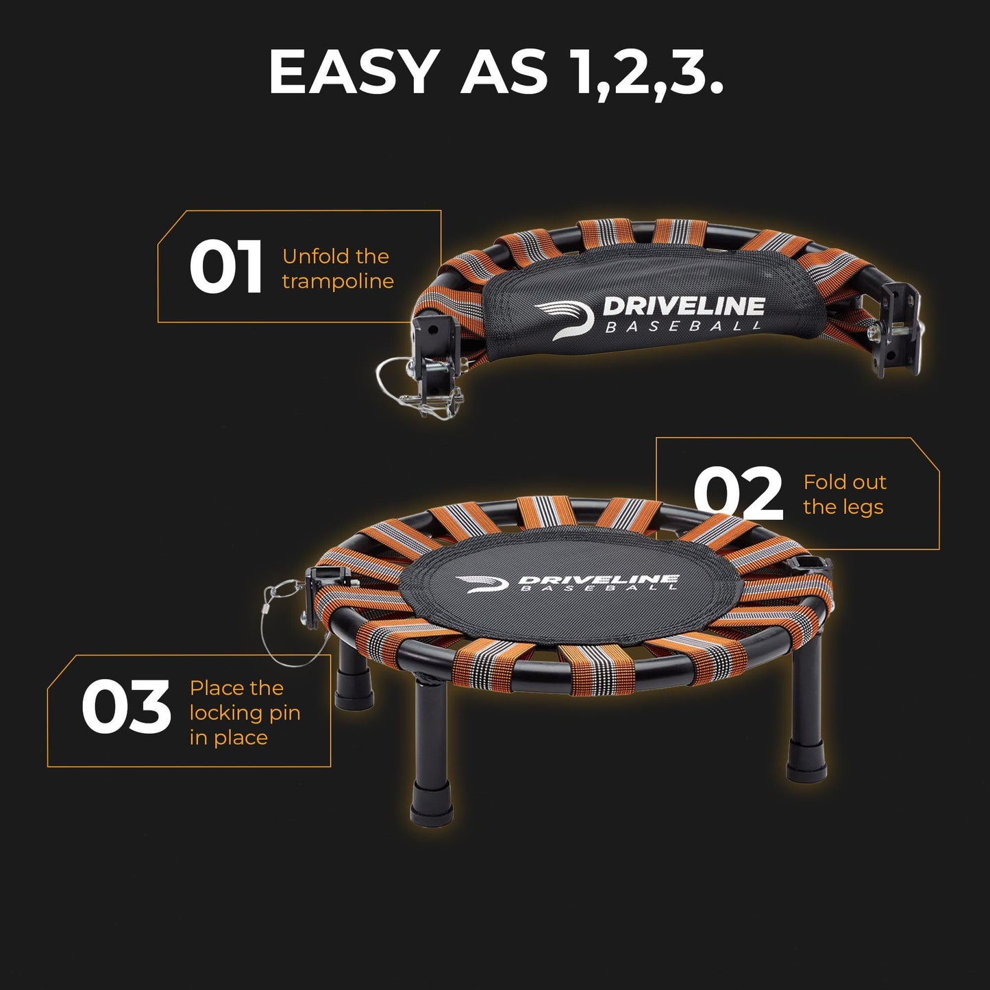 Driveline Baseball Recovery Mini Trampoline - 18" Portable Folding Trampoline with Carrying Case - Perfect for Shoulder Recovery