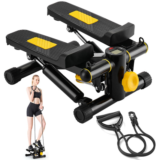 NOAOVO Mini Stepper with Resistance Bands, Portable Stair Stepper Machine - 400LBS Loading Capacity, Home Office Workout