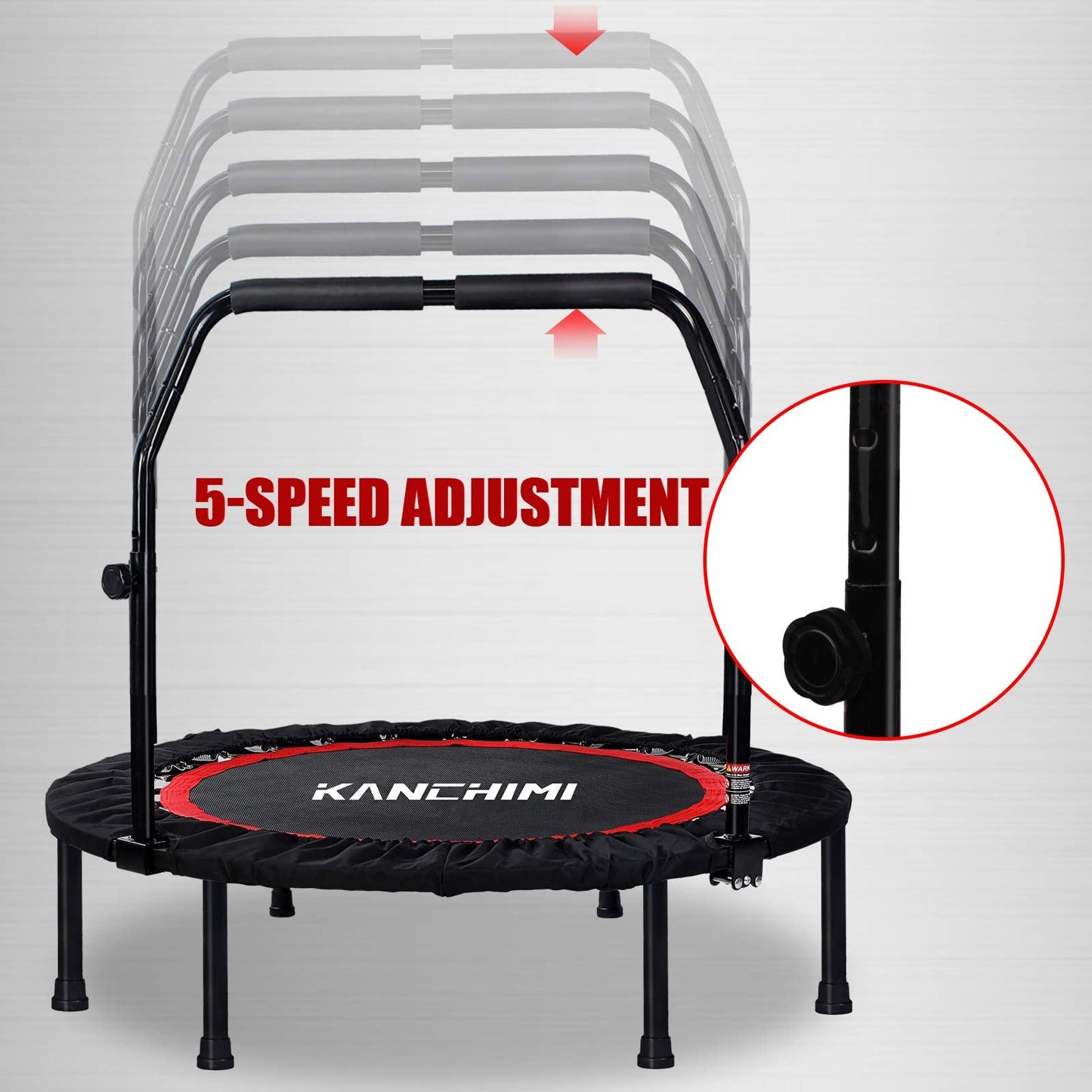 Kanchimi 40" Folding Mini Fitness Indoor Exercise Workout Rebounder Trampoline with Handle, Max Load 330lbs(Black)