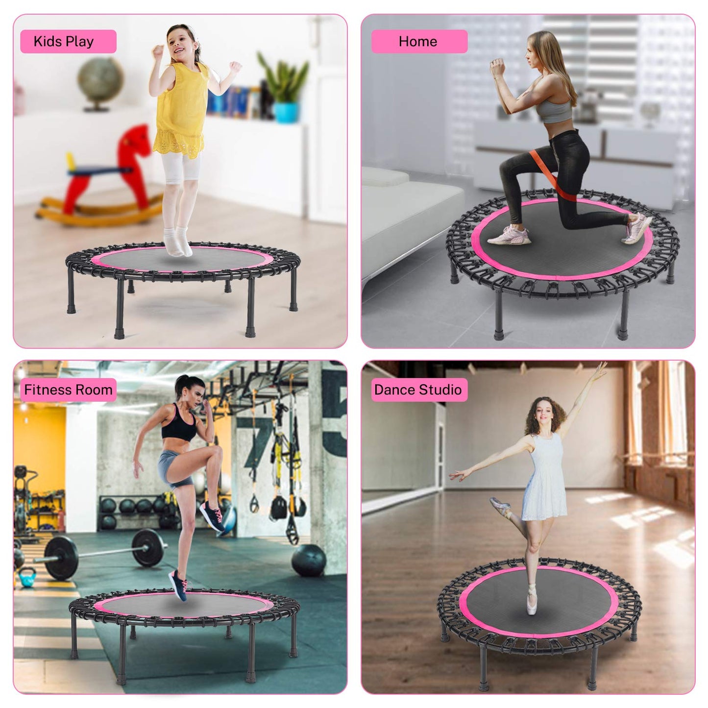 Mini Fitness Trampoline with Bungees – Stable & Quiet Rebounder for Adults, Perfect for Indoor & Outdoor Workouts