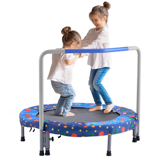 VEVOR 36" Kids Trampoline, 3FT Indoor Outdoor Trampoline, Foldable Mini Trampoline with Handle, Rebounder Trampoline for Toddlers, Birthday Gift for 3+ Years Children, Boys Girls for Fun, Bule